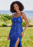 Sequin Sheath Prom Dress with Open Strappy Back