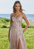 Sweetheart Sequin A-Line Prom Dress with Basque Waist