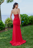 Draped Jersey Prom Dress with Beaded Strapless Bodice