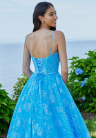 Floral Glitter A-Line Ball Gown Prom Dress