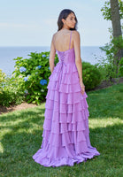 Bustier Bodice Prom Dress with Tiered Chiffon Skirt