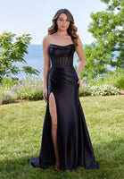 Draped Corset Shiny Jersey Prom Dress