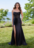 Draped Corset Shiny Jersey Prom Dress