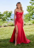 Draped Corset Shiny Jersey Prom Dress