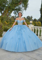 Three-Dimensional Glitter Embroidered Quinceañera Dress
