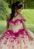 Three-Dimensional Ombré Floral Quinceañera Dress