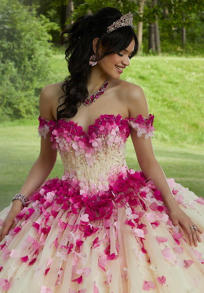 Three-Dimensional Ombré Floral Quinceañera Dress