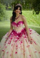 Three-Dimensional Ombré Floral Quinceañera Dress