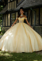 Sheer Corset Quinceañera Dress with Jeweled Beading