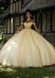 Sheer Corset Quinceañera Dress with Jeweled Beading