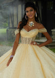 Sheer Corset Quinceañera Dress with Jeweled Beading