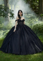 Crystal Beaded Floral Lace Quinceañera Dress
