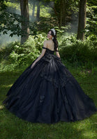 Crystal Beaded Floral Lace Quinceañera Dress