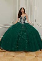 Jewel and Diamanté Beaded Quiceañera Dress with Back Bow