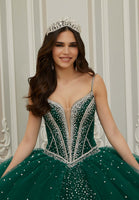 Jewel and Diamanté Beaded Quiceañera Dress with Back Bow