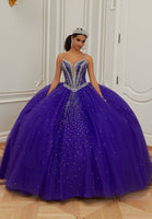 Jewel and Diamanté Beaded Quiceañera Dress with Back Bow