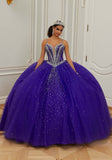 Jewel and Diamanté Beaded Quiceañera Dress with Back Bow