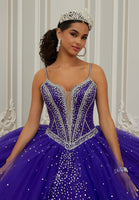 Jewel and Diamanté Beaded Quiceañera Dress with Back Bow