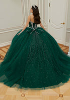 Jewel and Diamanté Beaded Quiceañera Dress with Back Bow