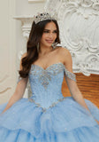 Jewel Beaded Tiered Sparkle Tulle Quinceañera Dress