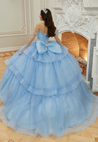 Jewel Beaded Tiered Sparkle Tulle Quinceañera Dress