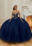 Crystal and Diamanté Beaded Sparkle Tulle Quinceañera Dress