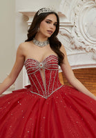 Crystal and Diamanté Beaded Sparkle Tulle Quinceañera Dress