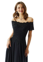 Beaded A-Line Evening Gown in Chiffon with Appliqués