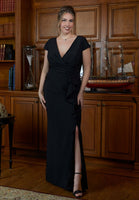 Wrapped Stretch Crepe Evening Gown