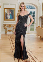 Starburst Beaded Jersey Evening Gown