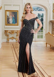 Starburst Beaded Jersey Evening Gown