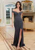 Starburst Beaded Jersey Evening Gown
