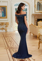 Starburst Beaded Jersey Evening Gown