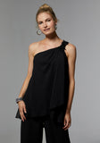 Asymmetrical Chiffon Pant Suit with Beaded Appliqués