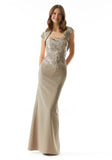 Sequin Embroidered Sheath Evening Gown with Matching Bolero