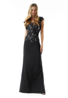 Sequin Embroidered Sheath Evening Gown with Matching Bolero