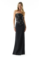 Sequin Embroidered Sheath Evening Gown with Matching Bolero