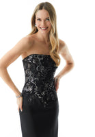 Sequin Embroidered Sheath Evening Gown with Matching Bolero