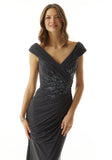 Slim A-line Evening Gown with Crystal Beaded Embroidery