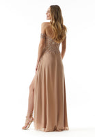 Draped Chiffon Evening Gown with Beaded Embroidery