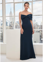 Off The Shoulder Bow Stretch Crepe Evening Gown