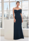 Off The Shoulder Bow Stretch Crepe Evening Gown