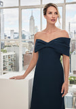 Off The Shoulder Bow Stretch Crepe Evening Gown