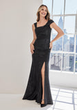 Caviar Patterned Metallic Brocade Evening Gown with Asymmetric Bodice