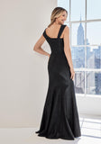Caviar Patterned Metallic Brocade Evening Gown with Asymmetric Bodice
