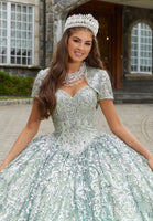 Ombré Patterned Sequin Quinceañera Dress