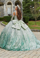 Ombré Patterned Sequin Quinceañera Dress
