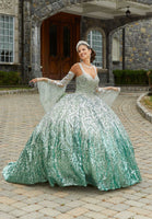 Ombré Patterned Sequin Quinceañera Dress
