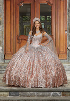 Ombré Patterned Sequin Quinceañera Dress