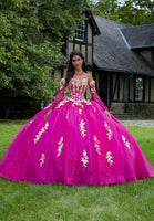 Crystal Beaded Three-Dimensional Embroidered Sparkle Tulle Quinceañera Dress